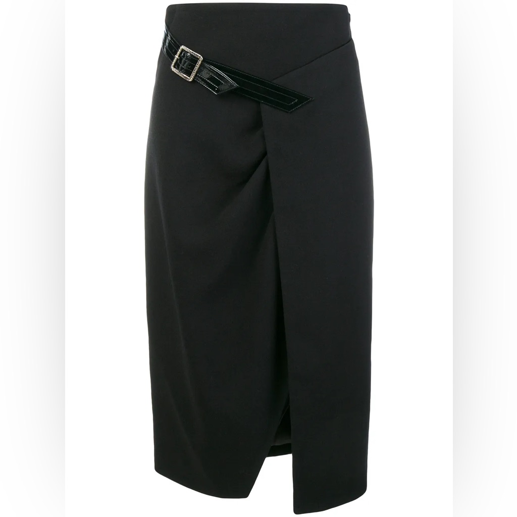 Givenchy Black Wrap-Front Pencil Skirt With Belt Detail